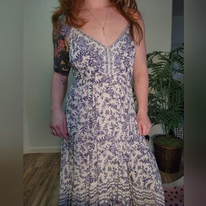 Angie Floral Blue and White Dress